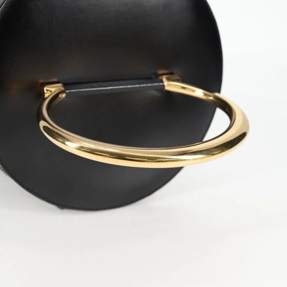 CELINE Vanity Cosmetic Pouch Leather Black Gold Auth 125415V - Picture 8 of 16